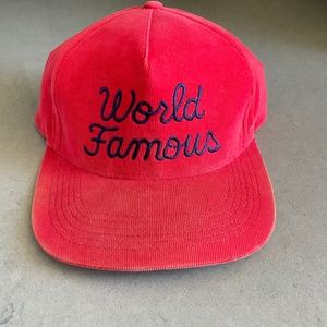 Supreme World Famous corduroy cap snapback Red/Navy